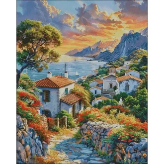 Seaside Village 14CT 16CT Printed Canvas Cross Stitch DIY Set Chinese Pattern Kit Home Needlework Embroidery 160 Colors